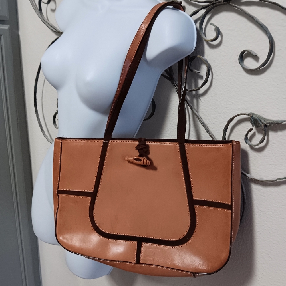 CLAUDIA FIRENZE tan leather shoulder tote